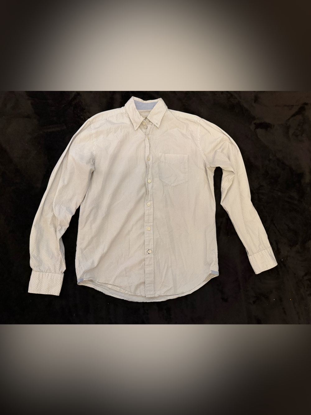 American Eagle Outfitters White Micro-Pattern Long Sleeve Button-Down Shirt